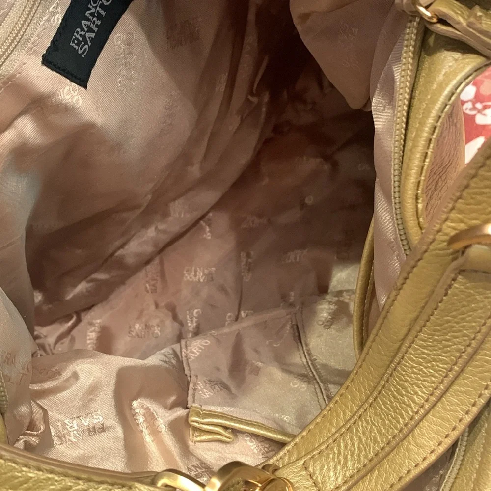 Franco Sarto gold pebbled leather slouch hobo bag